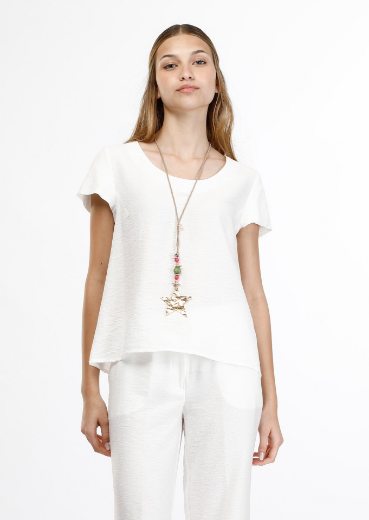 Immagine di Blusa slim manica scivolata tinta unita