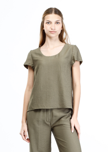 Immagine di Blusa slim manica scivolata tinta unita