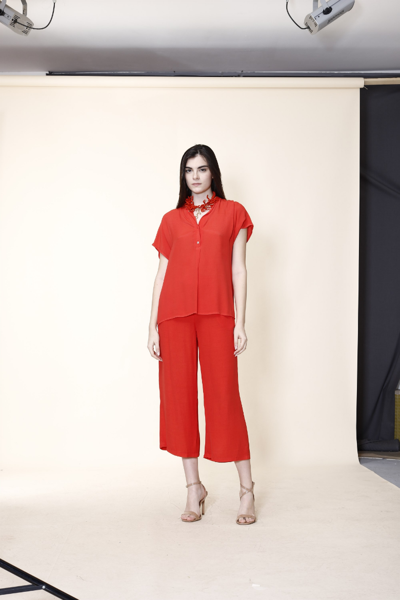 Immagine di Blusa polo collo coreano manica corta