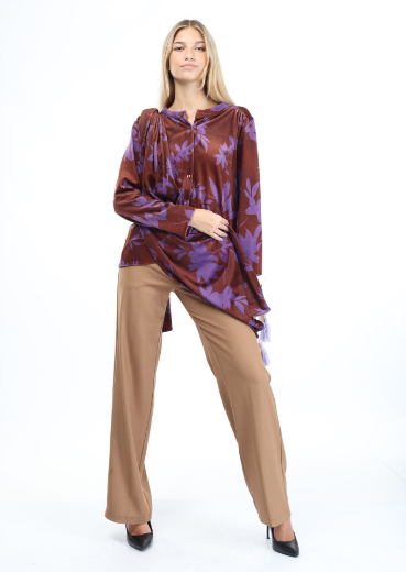 Immagine di Stola  velluto doppiata stampa natura foglie