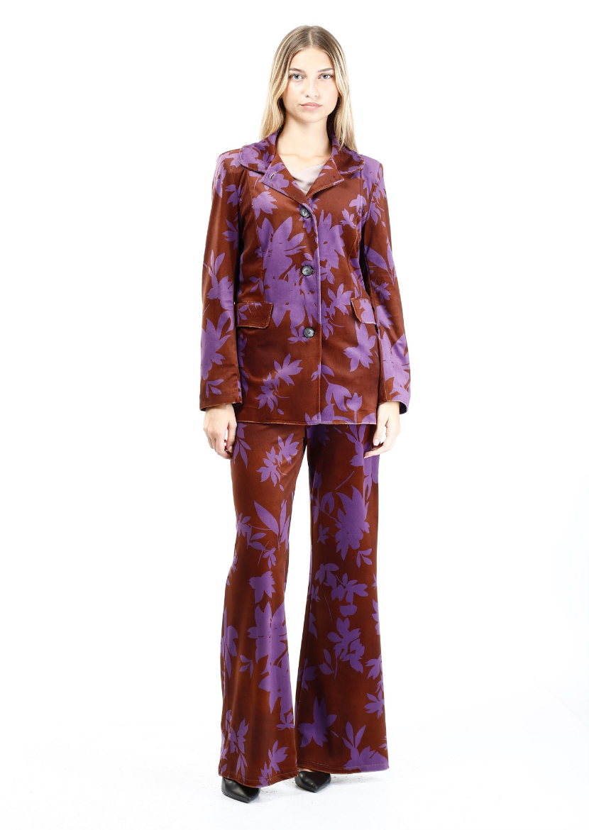 Immagine di Pantalone velluto stampa foglie