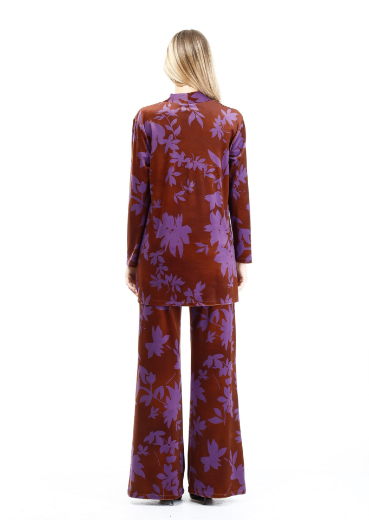 Immagine di Spolverino con alamaro velluto stampa foglie