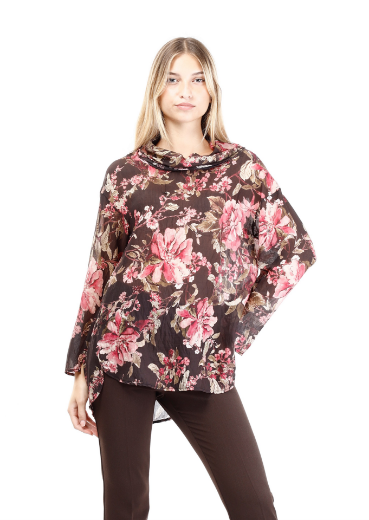 Immagine di Blusa collo ad anello fantasia fiori