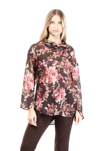 Immagine di Blusa collo ad anello fantasia fiori