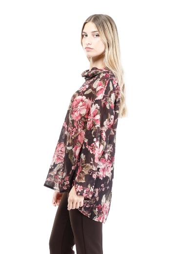 Immagine di Blusa collo ad anello fantasia fiori