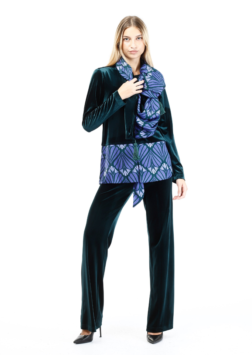 Immagine di Kimono velluto unito con stampa liberty