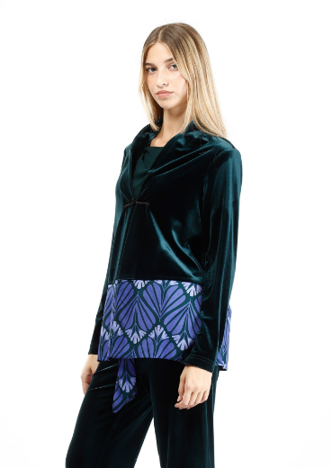 Immagine di Kimono velluto unito con stampa liberty