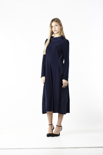 Immagine di Abito lungo collo jersey e tafta