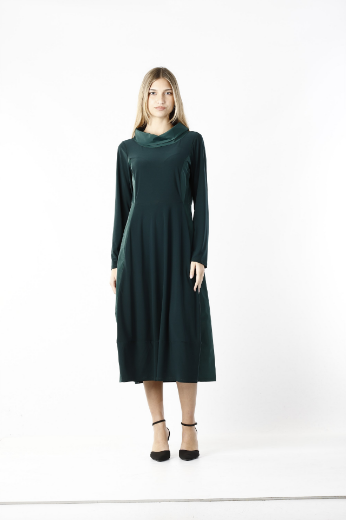 Immagine di Abito lungo collo jersey e tafta