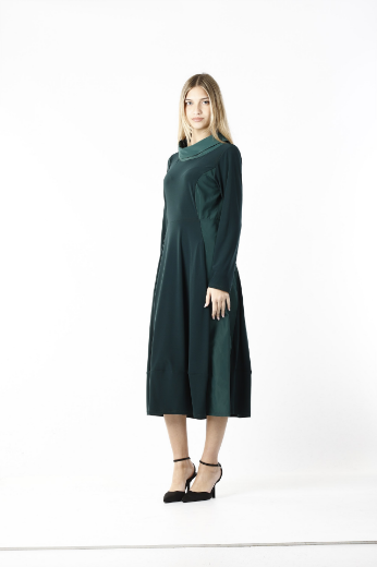 Immagine di Abito lungo collo jersey e tafta