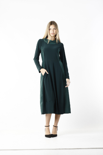 Immagine di Abito lungo collo jersey e tafta