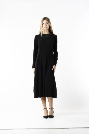 Immagine di Abito lungo collo jersey e tafta