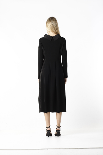 Immagine di Abito lungo collo jersey e tafta