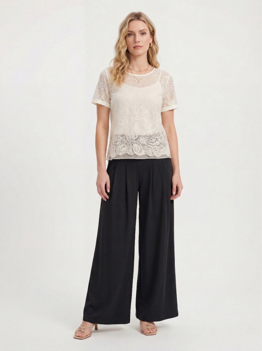 Immagine di Pantalone in jersey palazzo doppia pince