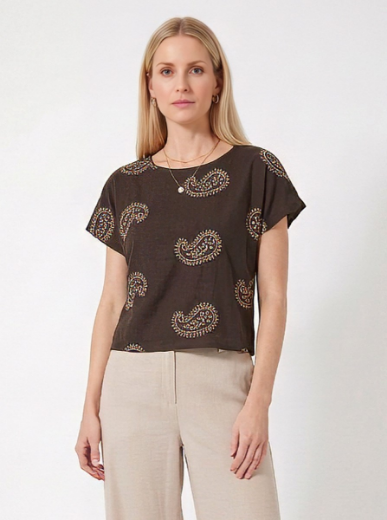 Immagine di Blusa girocollo con ricami caschemir