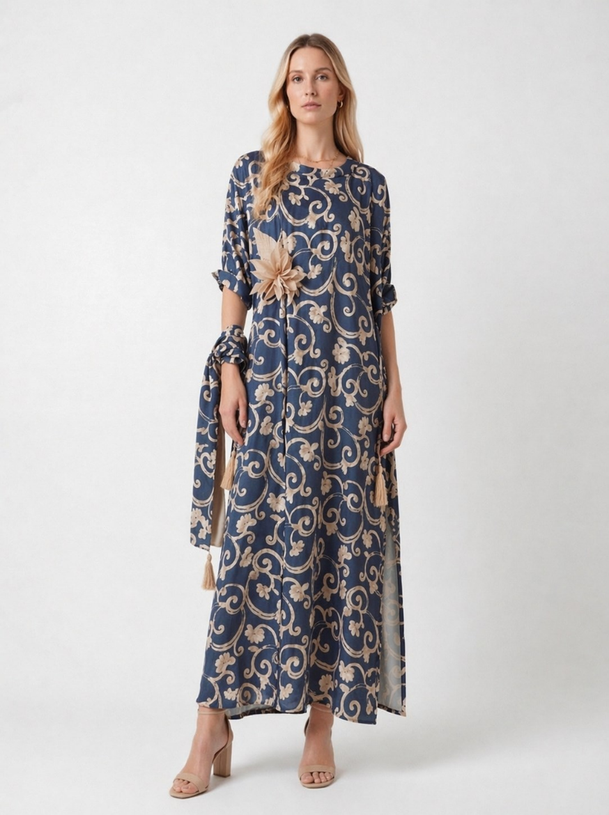 Immagine di Abito lungo scollo jaquelin stampa baroc