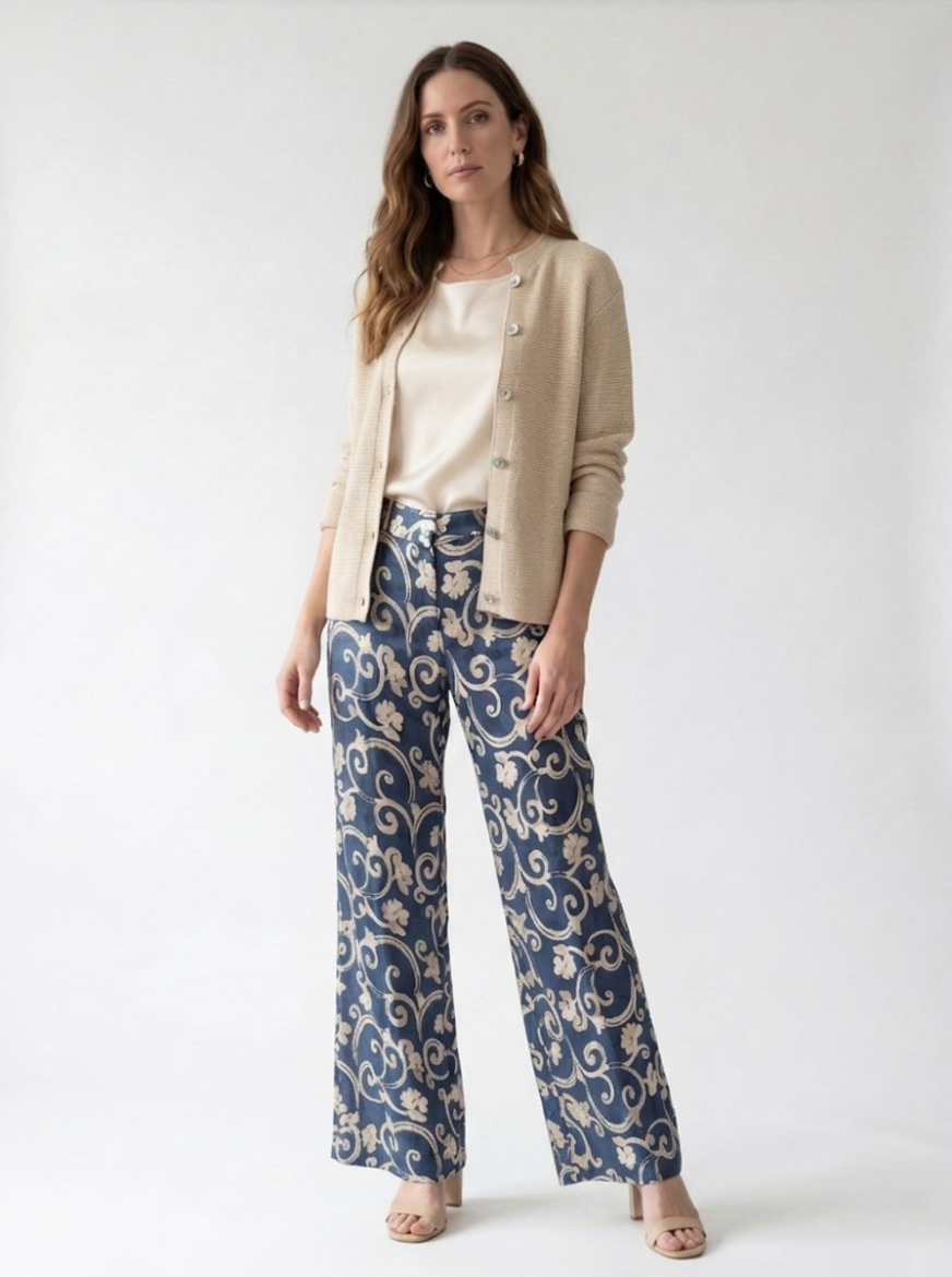 Immagine di Pantalone tasche e passanti stampa baroc