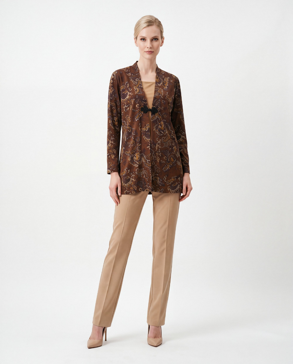 Immagine di Kimono con alamaro stampa arabesque
